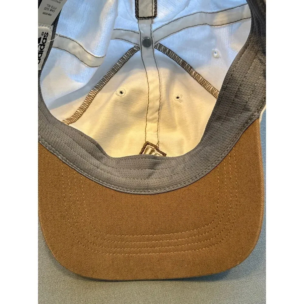 Adidas Baseball Cap Hat White Brown Contrast Stitch Logo Adjustable One Size